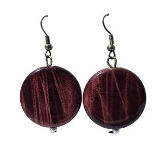 Elegant Round Burgundy Dangle Earrings Simple Minimalistic Fashion Jewelry Women